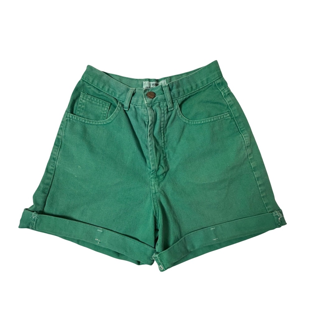 Vintage Guess Denim Shorts Womens 28 Green Excellent Vintage High Waist Cuffed - Picture 2 of 7